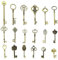 Devenirriche 18 Stück Vintage Schlüssel, mini Schlüssel Deko, Deko Anhänger Schlüssel, klassische Dekoration Schlüssel, Skelettschlüssel in Antik Gold für DIY Weihnachtsdekoration, Hochzeit Deko