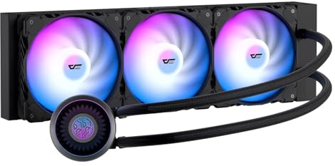 darkFlash DNA360A AIO CPU Liquid Cooler, pompa ad alte prestazioni, ARGB Sync, ventole PWM, con display logo darkFlash personalizzabile, compatibile con Intel 1700/1200/115X, AMD AM4/AM5 (nero, 360 mm