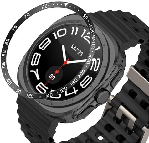 GIOPUEY Schutzring Kompatibel mit Samsung Galaxy Watch Ultra 47mm, Bezel Ring Bezel Styling Lünette Schutz hülle, Schutzring aus Aluminiumlegierung aus Metall - E-Black