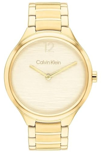Calvin Klein Damen-Armbanduhr, Hellgold/ionenbeschichteter, dünner Goldstahl, Armband