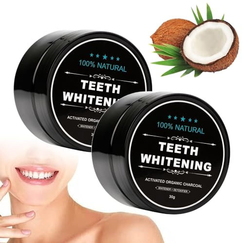 2er-Pack Teeth Whitening Powder,Zahnweiss Pulver,Aktivkohle Pulver,Natural Charcoal Teeth Whitening Powder,Zahnreinigung für Weiße Zähne,Entfernung von Zahnflecken,Erfrischender Atem