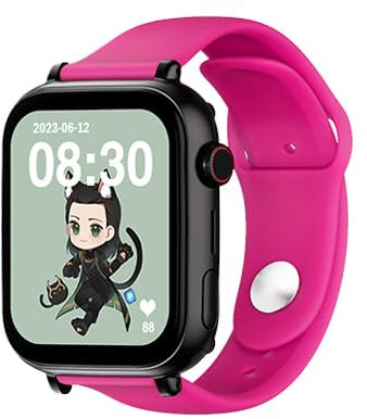 SaveFamily SaveWatch Plus 4G | Montre Connectée pour Enfants avec GPS, Appels, Vidéo, Whatsapp, Musique, Bluetooth et App Store | Cadran Noir et Bracelet en Silicone Fuchsia