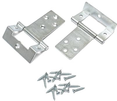50mm Cranked Flush Hinges with Complete Fittings – Silver Zinc Coated Cabinet, Cupboard, and Door Hinges for Rust Prevention (8, Silver)