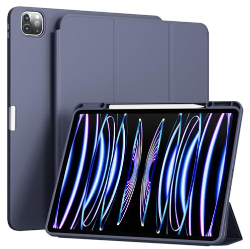 GKABXY Funda para iPad Air de 13 pulgadas (M3/M2) 2025/2024, iPad Pro de 12.9 pulgadas 6ª/5ª/4ª generación 2022/2021/2020, cubierta trasera de TPU suave con soporte para lápices, encendido y apagado