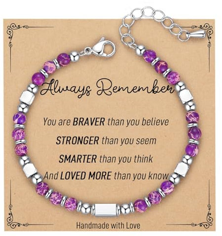 SIXDUTON Edelstein Armband für Damen Mädchen, Chakra Armbänder Edelstahl Perlenarmbänder Verstellbare Boho Armband Schmuck Mutmacher Geschenke für Frauen Mädchen Beste Freundin (Imperialer Jaspis)