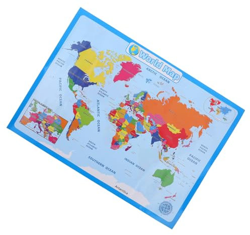 OFFSCH Weltkarten Poster Kinder Lernposter Aus Farbechtem Material Für Kinderzimmer Und Klassenzimmer Geografie Lernen Weltkarte Wandbild