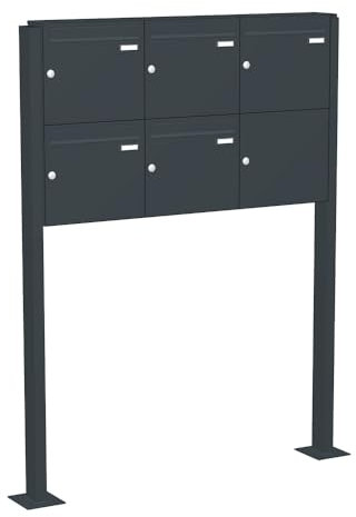 Briefkastenanlage | KNOBLOCH | Freistehend zum Aufschrauben | Anthrazit | 5-Fach | senkrechte Kästen