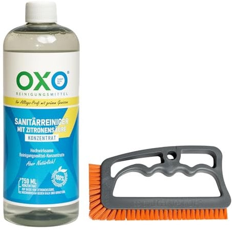 Sanitärreiniger mit Zitronensäure Konzentrat Badreiniger gegen Kalkablagerungen & Seifenreste für Marmor, Keramik, Armaturen, Duschen & Toiletten 750 ml mit Fuginator