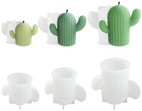 KitBeads 3Pcs 3 Styles Cactus Silicone Moulds 3D Large Flower Plant Succulent Candle Mold for Soap Cake Dessert Resin Making