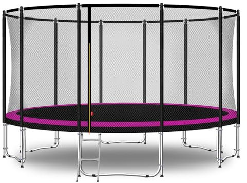 Baunsal® Trampolin Outdoor Ø 427 cm (FGOS) pink-schwarz als Komplettset Gartenspielzeug Kindertrampolin Gartentrampolin rund Garten Spielzeug für Kinder