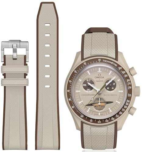 Stanchev bracelet en silicone sans fente pour Omega x Swatch moonsswatch, Omega x Swatch moonsswatch Speedmaster bracelet de remplacement de montre 20mm