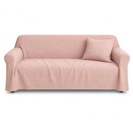 Generico Telo Copritutto Multiuso – Copridivano 2 Posti o Copriletto Singolo/Matrimoniale, Misto Cotone Tinta Unita Cipria, Misure 170 x 280 cm – Made in Italy