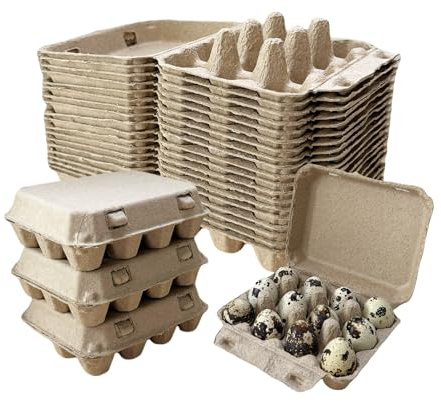 Homvik Papier-Zellstoff-Eierkartons, 20 Stück, wiederverwendbar, Dutzend Bauernhof-Frischeier-Aufbewahrungsbehälter für Küche und Kühlschrank (Wachtelkarton)