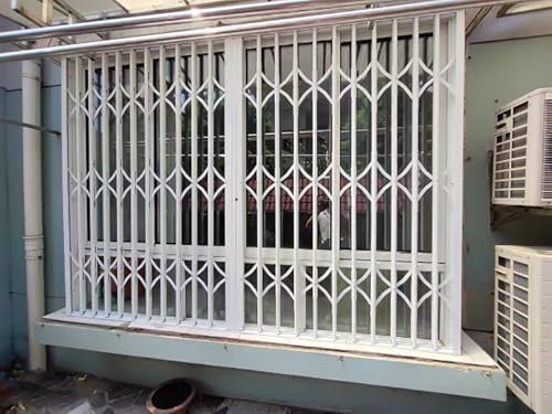 Fenstergitter Einbruchschutz Teleskop-Sicherheitstor in Industriequalität, Teleskop-Sicherheitsgitter für Fenster Verhindert Versehentliche Stürze, Weißer Schutz für Haustüren, Torvorrichtungen(110x22