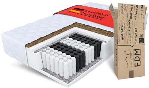 FDM Matratze 90x200 cm - Doppelseitige Matratze Mittelfest & Hart - 7-Zonen Ergonomisch Mattress - Bezug Waschbar bei 30 °C - Hypoallergen & Antibakteriell mit Kokosnussschicht