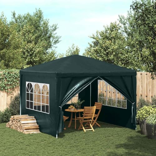 HaoChrymec Partyzelt 3x3 m mit PE-Dach, Stahlrahmen, UV- und wasserbeständig, Gartenpavillon, Camping Zelt, Festival Zelt, Grün, 3 x 3 x 2.55 m