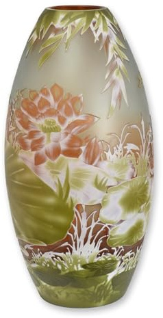 Vase Glas Galle-Style „Lilienteich“ Replikat Retro Design Dekoration