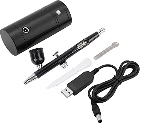 generic 0.3Mm Black Mini Air Compressor Airbrush Gun Set 7CC Capacity Set USB Powered 8.4V