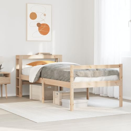 LoogCape Seniorenbett Massivholz Kiefer 90x190 cm, erhöhte Einstiegshöhe 44cm, mit Kopfteil und Fußteil, ohne Matratze, für Schlafzimmer, Robustes Bettgestell, bequemes Schlafen
