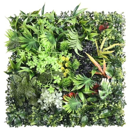 Pannello quadrato di erba verde artificiale, 50 x 50 cm, tappetino in plastica per decorazione da parete di casa, per interni ed esterni, pianta finta da parete per soggiorno, balcone, giardino, bar
