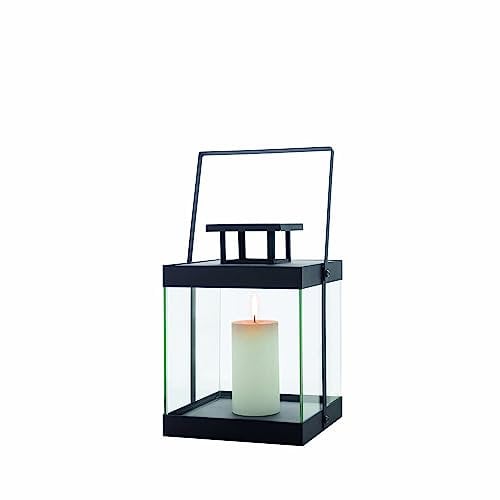 blomus -FINCA- Laterne S aus pulverbeschichtetem Metall, Windlicht, exklusive Optik, modernes Wohnaccessoire, stimmungsvolle Atmosphäre, Indoor-Nutzung (H / B / T: 29,5 x 22 x 22 cm, Schwarz, 63686)