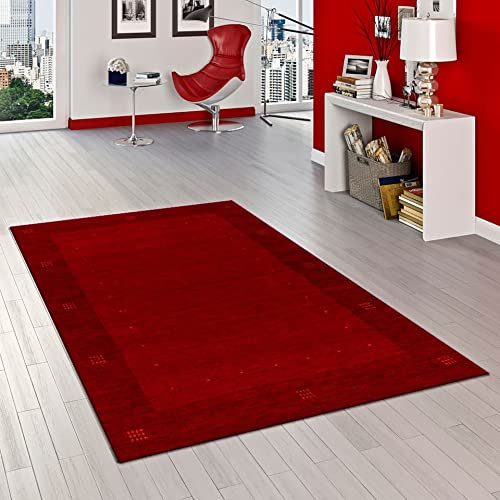 Theko Natur Teppich Indo Gabbeh Indira Rot Bordüre in 7 Größen