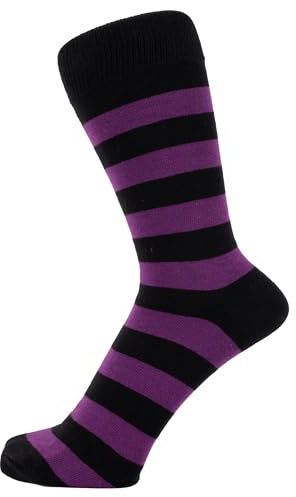 ZAKIRA Calzini Eleganti in Finissimo Cotone Pettinato a Righe per Uomo e Donna, 36-40 (EU), Viola/Nero