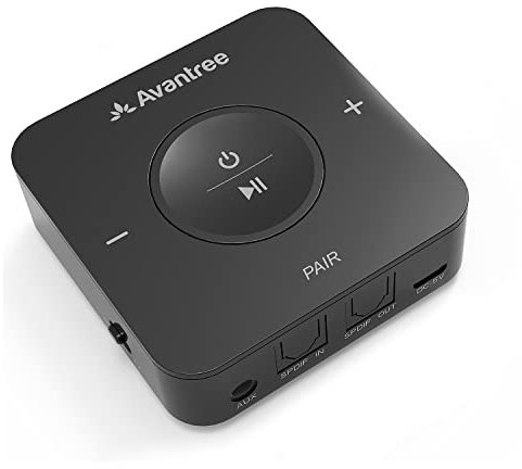 Avantree TC417 aptX Low Latency Bluetooth Transmitter Empfänger für TV, 20h Spielzeit Kabelloser Audio Sender Adapter, Unterstützt Optischen Toslink, Lautstärkeregelung für 3,5mm AUX, RCA