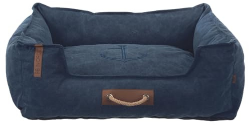 TRIXIE robustes und hochwertiges Hundebett BE NORDIC Bett Föhr, eckig, 60 × 50 cm, dunkelblau- 37457