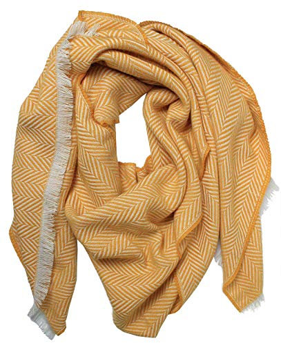 Rotfuchs XXL schal Oversized Damenschal Winterschal Herrenschal Fischgrat gelb 200 x 54 cm Made in Germany