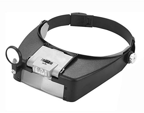 Headband Magnifying Glass with 2 LED Lights Optical Head Wearing Magnifier 1.5X 3X 6.5X 8X Head-Mounted Headset Jewelry Visor Magnifier Glass Loupe for Reading Electronics Watch Repair