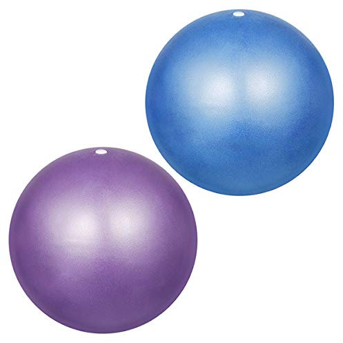 YMWALK Pilates Ball, 2 PCS 25cm Kleiner Übungsball, Mini Soft Pilates Ball Antirutsch-Anti-Burst-Fitness-Fitnessball Perfekt für Pilates, Yoga, Kerntraining und Physiotherapie (lila und blau)