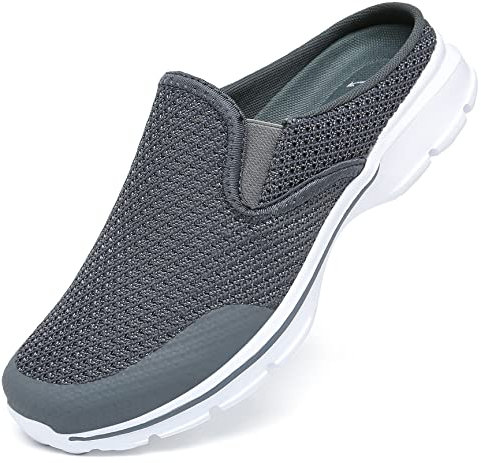 CELANDA Damen Hausschuhe Herren Slip On Clogs Leichte Atmungsaktive Pantoletten Mules Weiche Freizeit Bequem Gartenschuhe für Unisex Dunkelgrau 36 EU