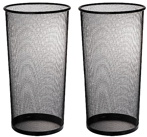 Youeon 2 Pack Large Umbrella Holder, 10.5x20 Inch Metal Mesh Umbrella Stand, Freestanding Bucket for Umbrellas, Canes, Walking Sticks, Wrapping Paper, Entryway, Home, Office, Hotel, Black