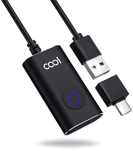 cooidea Mouse Jiggler, USB Mouse Mover non rilevabile, 4 modalità simulare il movimento del mouse, con interruttore ON/OFF e adattatore USB C, senza driver, plug and play per computer portatile/PC