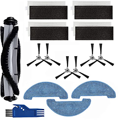 Tecasa 6 brosses latérales, 4 jeux de filtres, 1 brosse à rouleau, 3 serpillières, 1 outil de nettoyage pièces détachées Pour Bagotte BG750 aspirateur robot