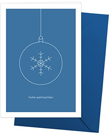 Weihnachtskarte Grußkarte „Frohe Weihnachten“ – Minimalistische Klappkarte im Premium-Format mit Umschlag in Dunkelblau