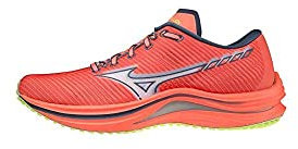 Mizuno Damen Wave Rebellion (W) Laufschuhe, Neonflamme/Weiß/Neolime, 42 EU