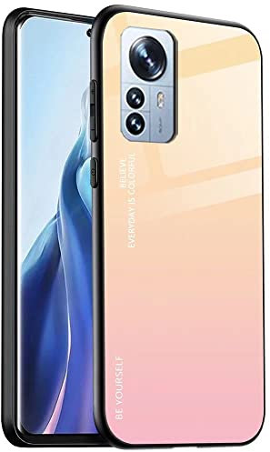 DOINK Cover Pendenza Bicchiere per Xiaomi Mi 12 Lite, Custodia Vetro Temperato Silicone TPU - Colore 1