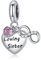 Charms Anhänger für Pandora Charms Armbänder für Damen, 925er Sterlingsilber, liebevolle Schwester-Anhänger-Perle mit Zirkonia, Mädchen-Schmuck-Geschenke