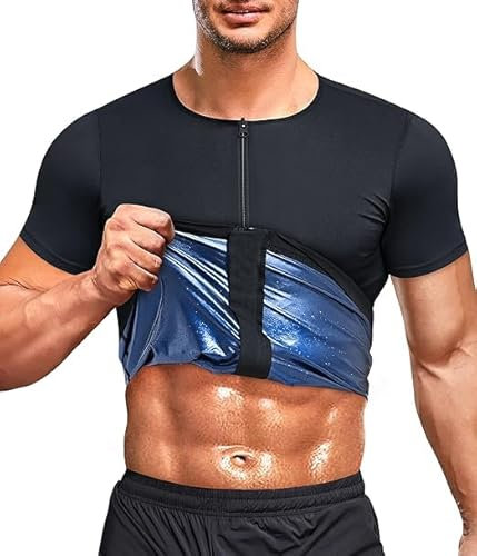 Bingrong Sauna Shirt Herren Abnehmen Schwitzanzug Sauna Weste Bauchweg Body Shaper Neopren Körperformer Saunaanzüge Shirt Fitness Korsett Schwitweste Shapewear Tank Top (Schwarz, M)