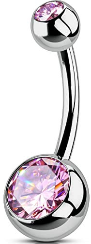 OUFER Body Piercing Bauchnabelpiercing mit Innengewinde 10mm Bauchnabelpiercing Titan 14g Navel Piercing Navel Bar 1,6mm Belly Piercing