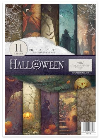 ITD Collection - Reispapier Kreativset A4 Decoupage Rice Paper Sheet 29,7 x 21 cm Serviettentechnik Mehrfarben (Halloween, RP046)