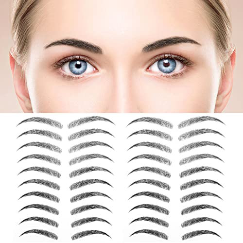 MWOOT 4D Haarähnliche Augenbrauen Tätowierungen Aufkleber,6 Blätter Wasserdichte Augenbrauen Transfer Aufkleber,Shaping Brow Tattoo Falsche Augenbrauen für Frauen (Schwarz,09)