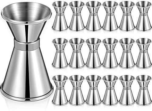 Amyhill 18 Pcs Double 1/2 & 1 oz Bar Jigger Stainless Steel Cocktail Shot Jigger Measuring Liquor Cup Bartender Supplies for Bar Bartending Party