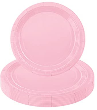 POPOYU Paquete de 16 platos de papel para cumpleaños, platos de papel rosas de 7 pulgadas, desechables, pequeños, lisos, para niñas, niños, hombres, mujeres, niños, ella, él, suministros para