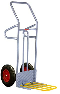 Svelt Carrello Professionale da Cantiere in Acciaio – Ruote Pneumatiche Maggiorate Ø 400 mm, Pedana Ribaltabile, Portata 250 Kg