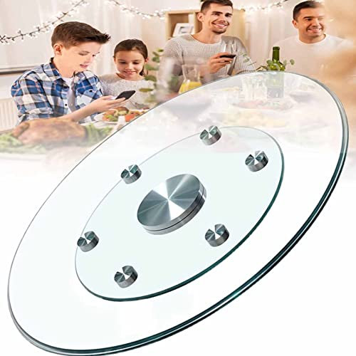 MILWPC Lazy Susan Plattenspieler aus gehärtetem Glas, durchsichtiger Plattenspieler aus gehärtetem Glas Tisch Küchenglas Plattenspieler mit Lager aus Aluminiumlegierung