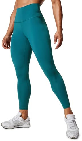 CRZ YOGA Hugged Feeling Damen High Waist Sports Leggings Blickdicht Yoga Leggins Kompression Sporthose mit Tasche - 64cm Grüne Jade 40