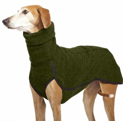 Automne Et Hiver Chaud Lévrier Labrador Berger Vêtements Col Roulé Chemise Pull Polaire Extensible Gilet Veste pour Animal De Compagnie Manteau Costumes, Vert, XL